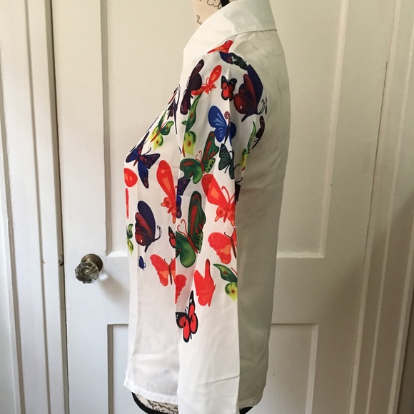 White Blouse with Butterflies - Picture 2 of 4